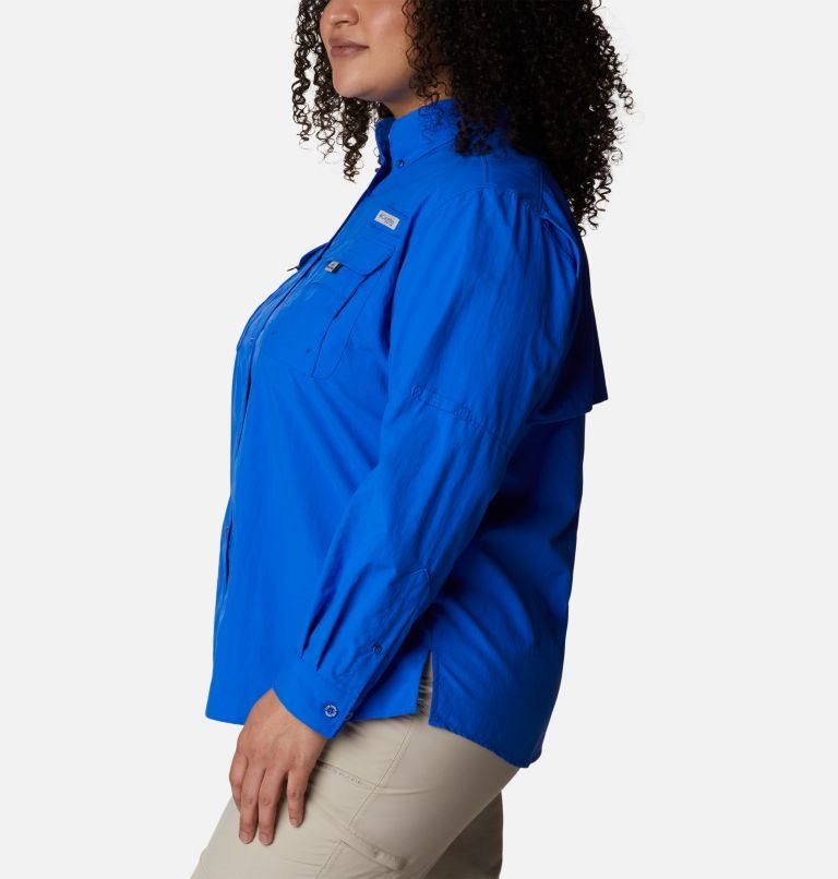 Women's Columbia PFG Bahama Long Sleeve Shirts Blue | Plus Size CA-B830A